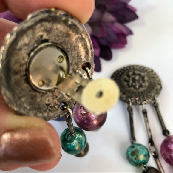 Vintage 80s Clip Statement Earrings - Picture 7 of 8